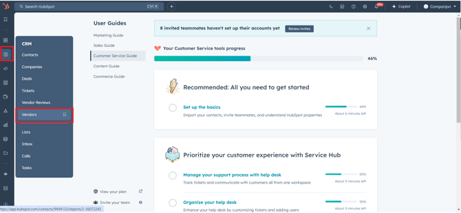 Hubspot - Vendor tab